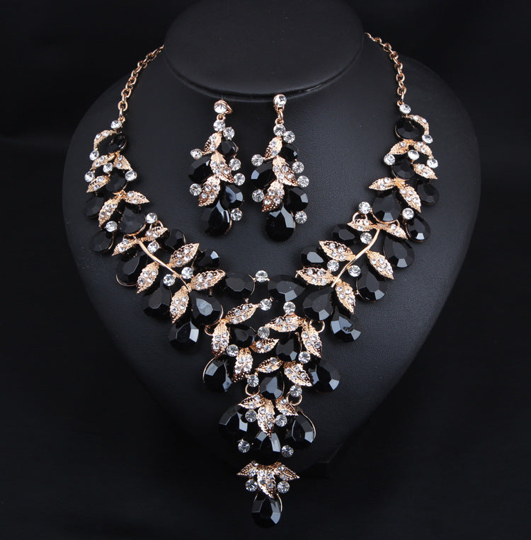 Wholesale Women's Evening Dress Accessories Large Waterdrop Necklace Earrings Set